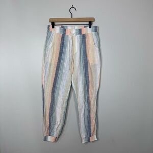 Rip Curl Linen Like Multicolored Stripe Pants Beach Pants Large